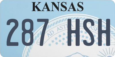 KS license plate 287HSH