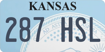 KS license plate 287HSL