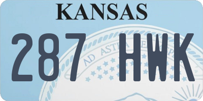KS license plate 287HWK