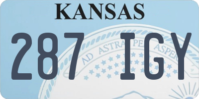 KS license plate 287IGY