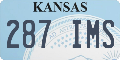 KS license plate 287IMS