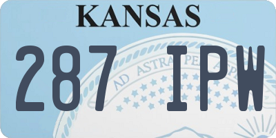 KS license plate 287IPW
