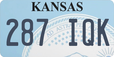 KS license plate 287IQK