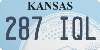 KS license plate 287IQL