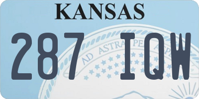 KS license plate 287IQW