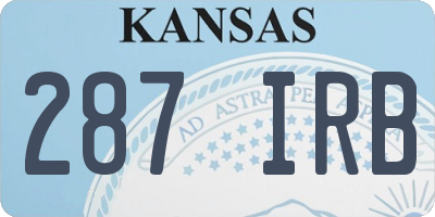 KS license plate 287IRB
