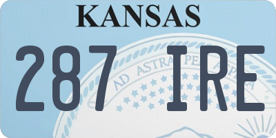 KS license plate 287IRE
