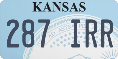 KS license plate 287IRR
