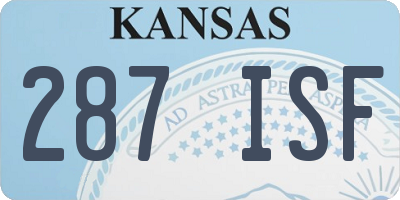 KS license plate 287ISF