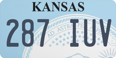 KS license plate 287IUV