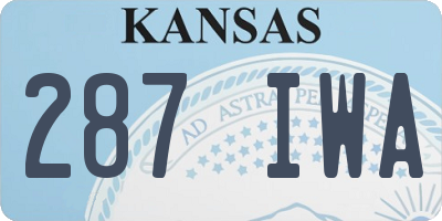 KS license plate 287IWA