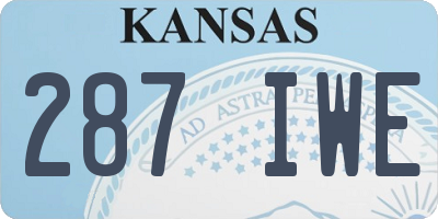 KS license plate 287IWE