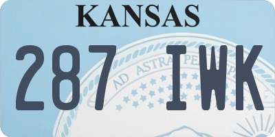KS license plate 287IWK