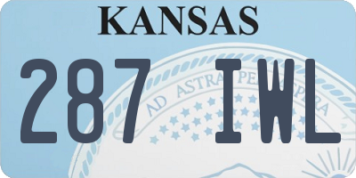 KS license plate 287IWL