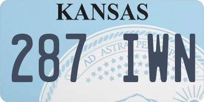 KS license plate 287IWN