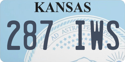 KS license plate 287IWS