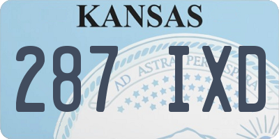 KS license plate 287IXD