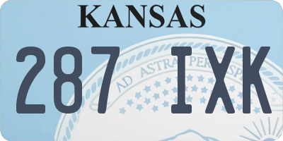 KS license plate 287IXK