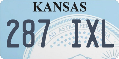 KS license plate 287IXL