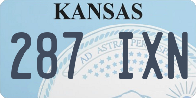 KS license plate 287IXN