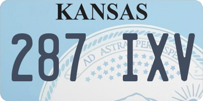 KS license plate 287IXV