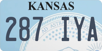 KS license plate 287IYA
