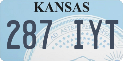 KS license plate 287IYT