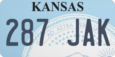 KS license plate 287JAK