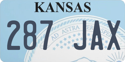 KS license plate 287JAX