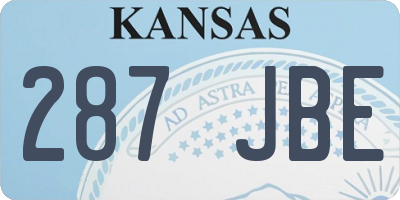 KS license plate 287JBE