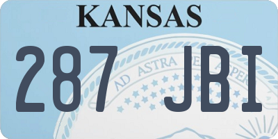 KS license plate 287JBI