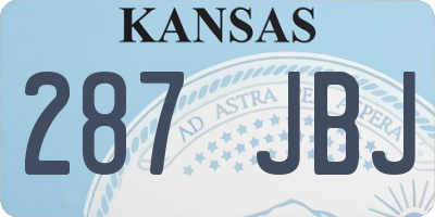 KS license plate 287JBJ