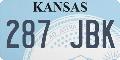 KS license plate 287JBK