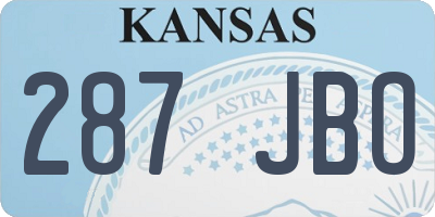 KS license plate 287JBO