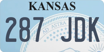 KS license plate 287JDK