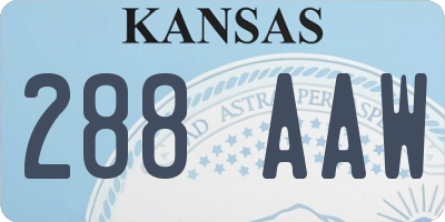 KS license plate 288AAW