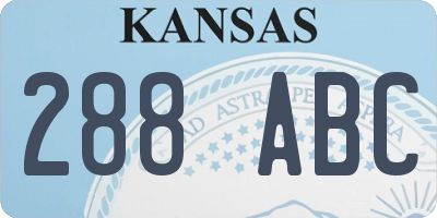 KS license plate 288ABC