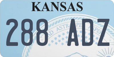 KS license plate 288ADZ