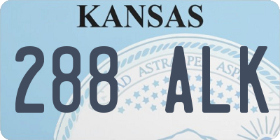 KS license plate 288ALK