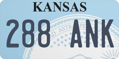 KS license plate 288ANK