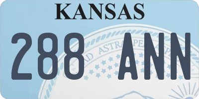 KS license plate 288ANN