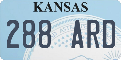 KS license plate 288ARD