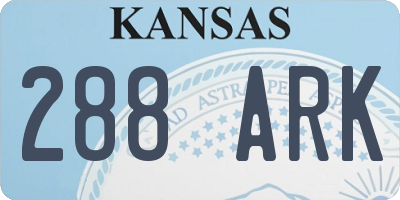 KS license plate 288ARK