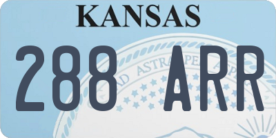 KS license plate 288ARR