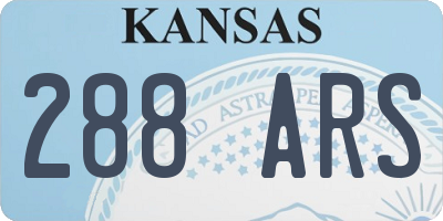 KS license plate 288ARS