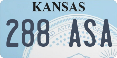 KS license plate 288ASA