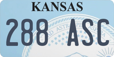 KS license plate 288ASC
