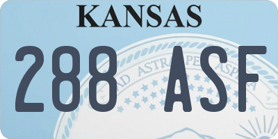 KS license plate 288ASF