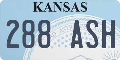 KS license plate 288ASH