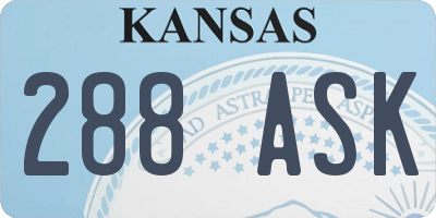 KS license plate 288ASK